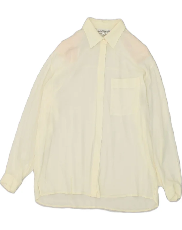 VINTAGE Womens Shirt UK 16 Large White Cotton Casual Slouchy Short Sleeve