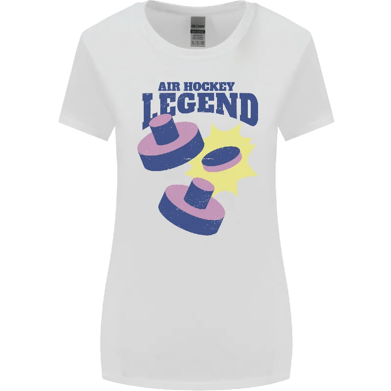 Air Hockey Legend Funny Womens Wider Cut T-Shirt Zippered Front Buttoned Front Snap Front