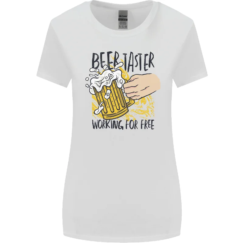 Alcohol Beer Taster Working for Free Funny Womens Wider Cut T-Shirt Chenille Blend Fleece Blend Nylon Blend