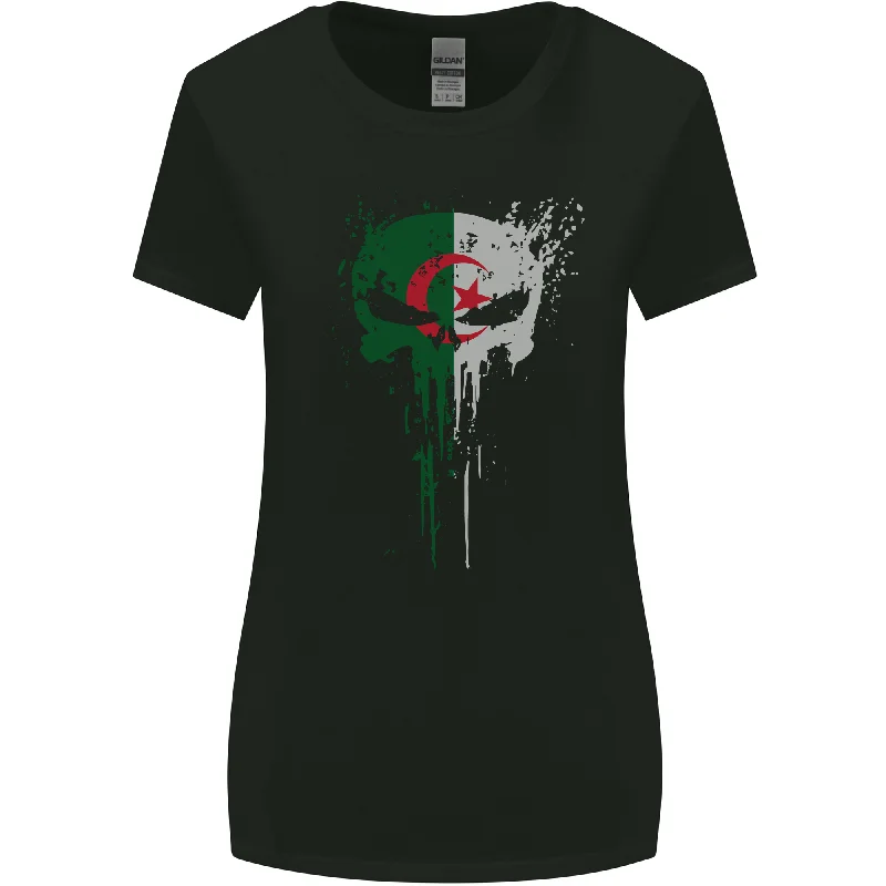 Algeria Skull Gym Training Bodybuilding Womens Wider Cut T-Shirt Iron Safe Non-Iron Wrinkle Free