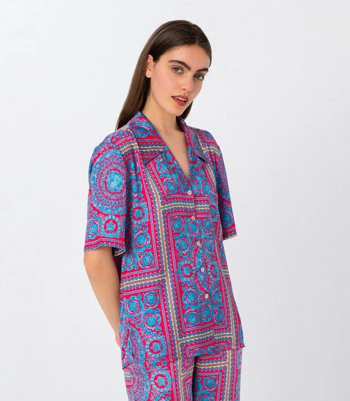 Amelie Print Shirt Cozy Plain Short Sleeve