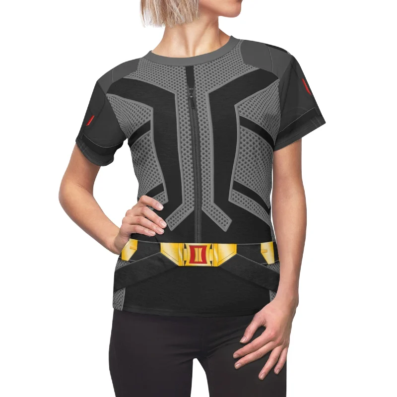 Black Widow Women Shirt, Black Widow Costume Elegant High-Low Short Shirt