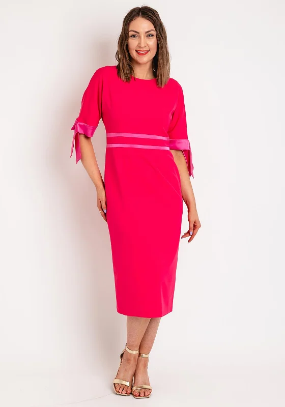 Caroline Kilkenny Aria Ribbon Sleeve Midi Dress, Watermelon Trendy Mock Neck Midi Dress Caroline Kilkenny Aria Ribbon Sleeve Midi Dress, Watermelon Trendy Mock Neck Midi Dress
