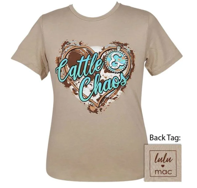 Cattle & Chaos Tan Shirt by Lulu Mac Soft Cotton Short Tee