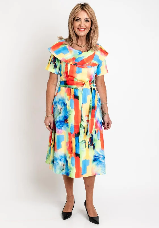 Coco Doll Hasta Multicoloured Print Midi Dress, Green Print Elegant Floral Appliqué Midi Dress Coco Doll Hasta Multicoloured Print Midi Dress, Green Print Elegant Floral Appliqué Midi Dress