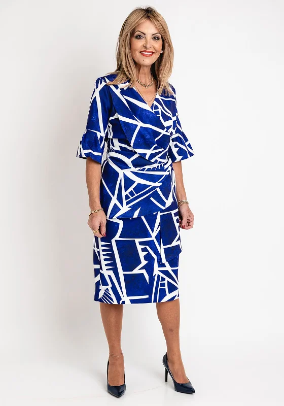 Coco Doll Robi Print Draped Bodice Midi Dress, Purple Fashionable High-Low Midi Dress Coco Doll Robi Print Draped Bodice Midi Dress, Purple Fashionable High-Low Midi Dress