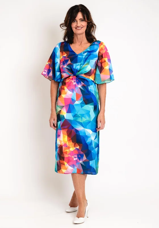 Ella Boo Twisted Bodice Detail Vibrant Print Midi Dress, Multi Comfortable Geometric Print Midi Dress Ella Boo Twisted Bodice Detail Vibrant Print Midi Dress, Multi Comfortable Geometric Print Midi Dress