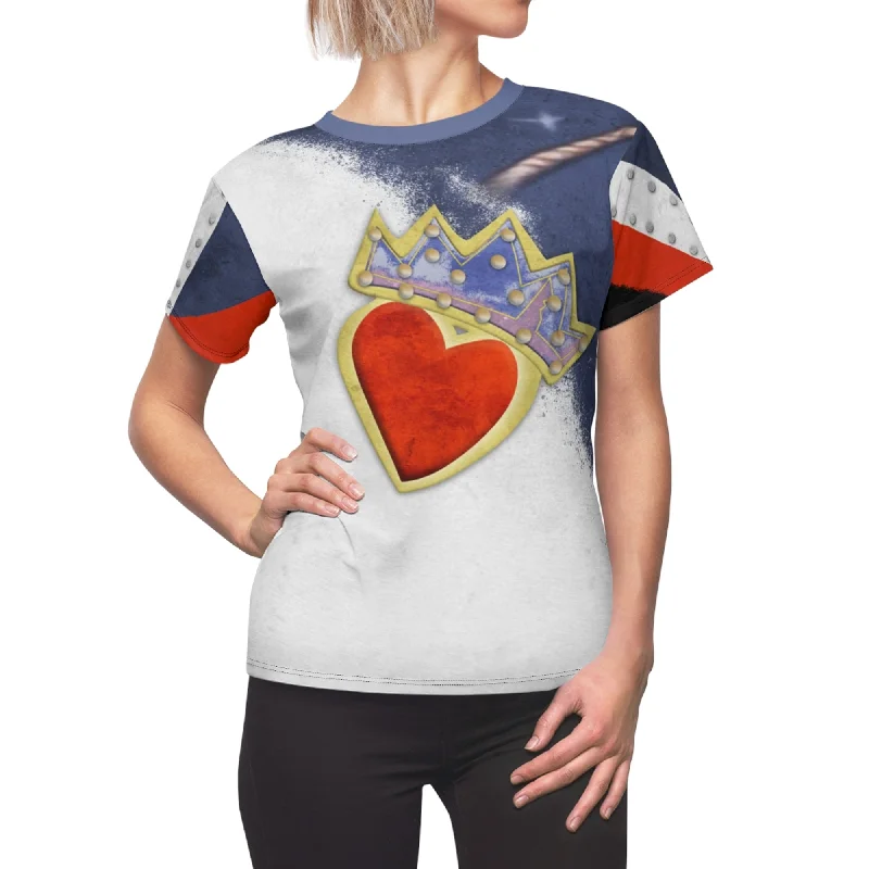 Evie Heart Women's Shirt, Descendants 2 Costume Cozy Linen Short Shirt