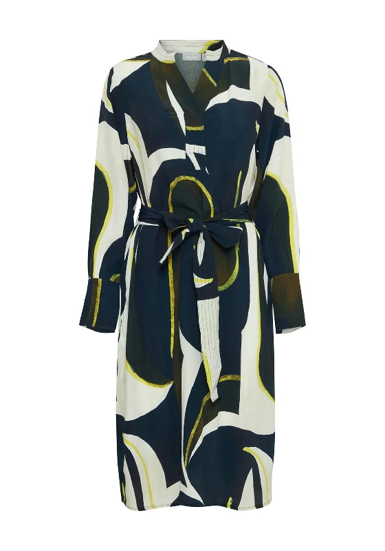 Fransa Lena Abstract Print Midi Dress, Navy & Yellow Fashionable Off-Shoulder Dress Midi Fransa Lena Abstract Print Midi Dress, Navy & Yellow Fashionable Off-Shoulder Dress Midi