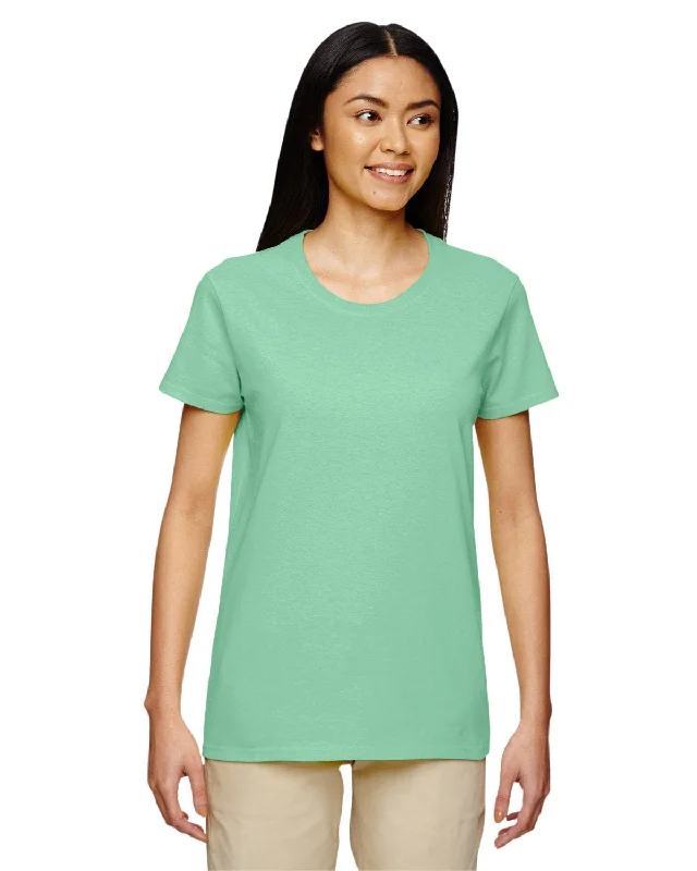 Gildan Ladies Lightweight 100% Cotton T-Shirt | Mint Green Print Jacquard Patchwork