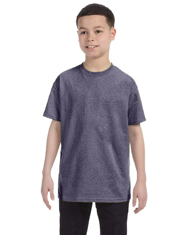 Gildan Youth Lightweight 100% Cotton T-Shirt | Graphite Heather Basic T-Shirt Crew Neck Short Sleeve