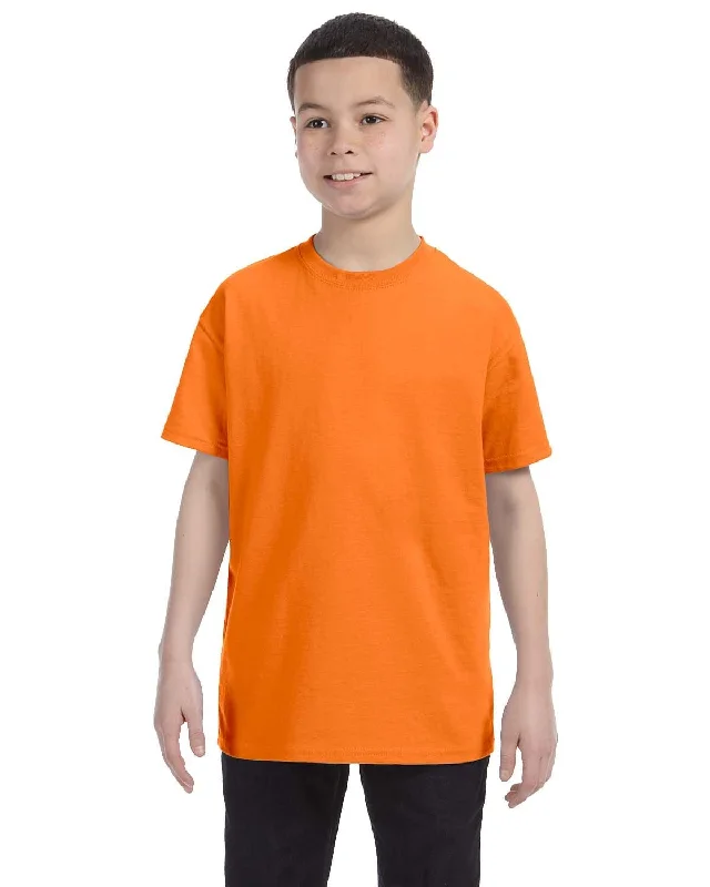 Gildan Youth Lightweight 100% Cotton T-Shirt | S Orange Solid Color Striped Floral