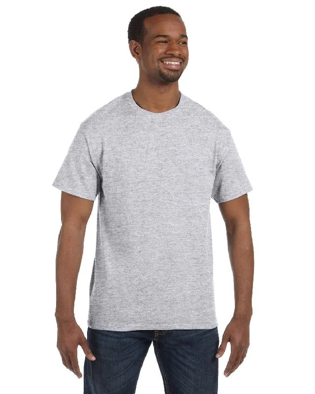 Hanes Authentic-T T-shirt | Ash Ribbed Striped Patterned