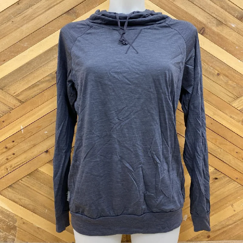 icebreaker - Women's Cool-Lite Hooded Merino L/S Shirt - MSPR comp $130: Purple / Grey-women-MD Classic Short Sleeve Blouse