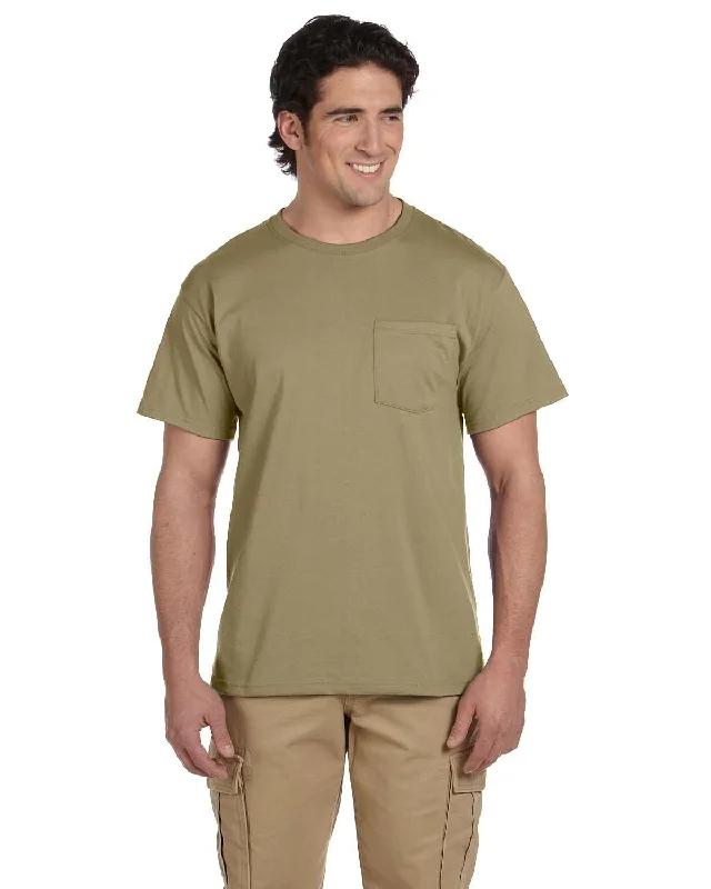 Jerzees 50/50 Pocket T-Shirt | Khaki Lace Blend Ribbed Blend Corduroy Blend