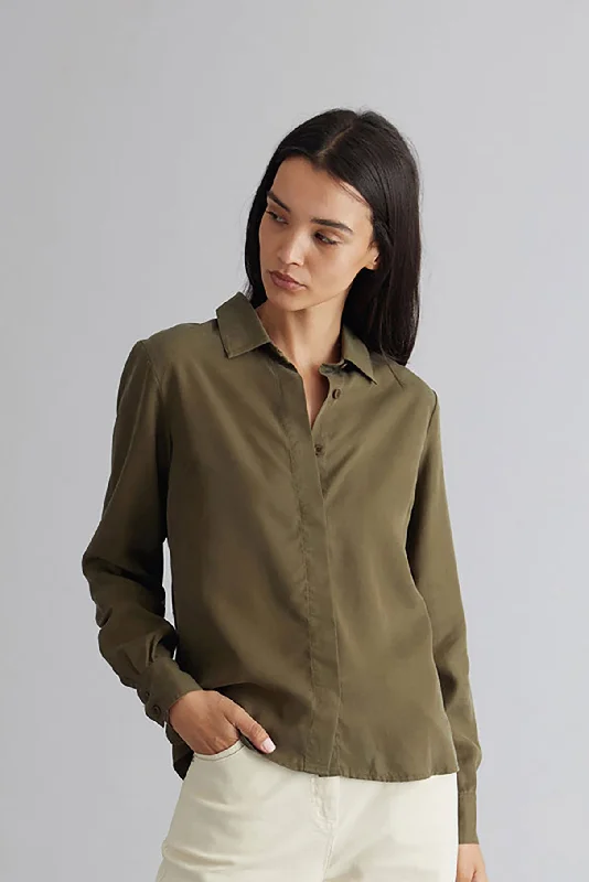 Kenji Shirt Khaki Comfortable Ribbed Short Sleeve