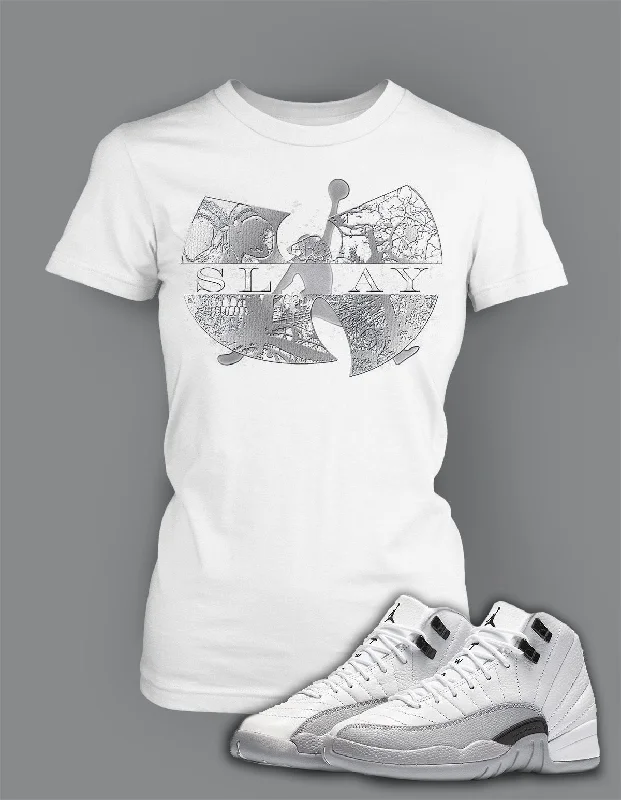 Ladies Bella T Shirt To Match Retro Air Jordan 12 Wolf Grey Shoe Comfortable Peplum Short Shirt