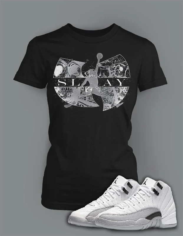 Ladies Bella T Shirt To Match Retro Air Jordan 12 Wolf Grey Shoe Trendy Print Short Sleeve