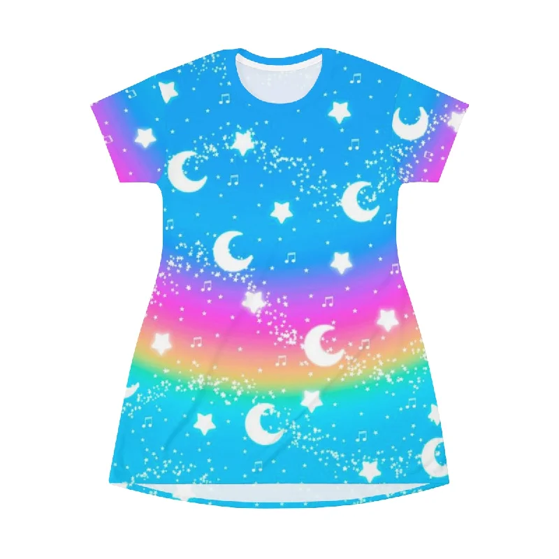 Magical Fairy Time (Rainbow Sunny Day) All Over Print T-Shirt Mini Dress Zippered Buttoned Snapped