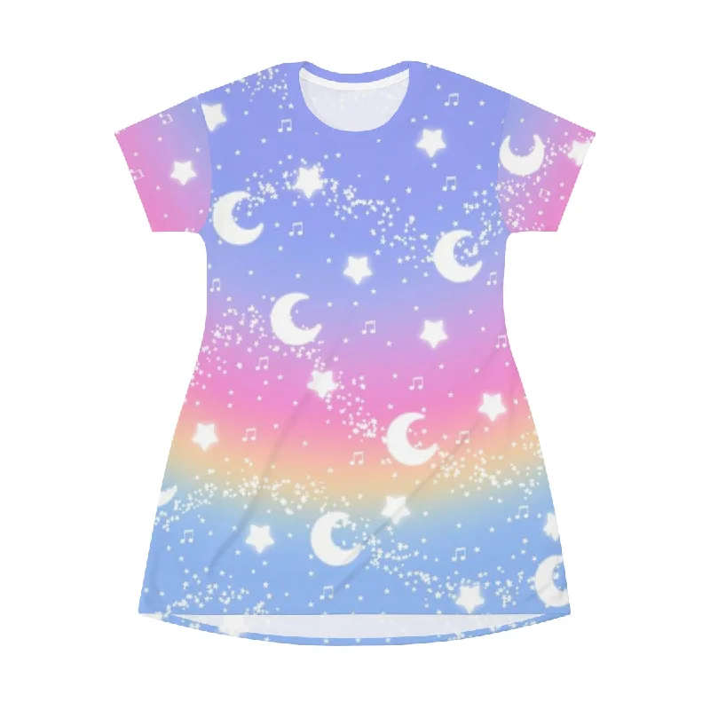 Magical Fairy Time (Rainbow Sunset) All Over Print T-Shirt Mini Dress Rayon Velvet Corduroy