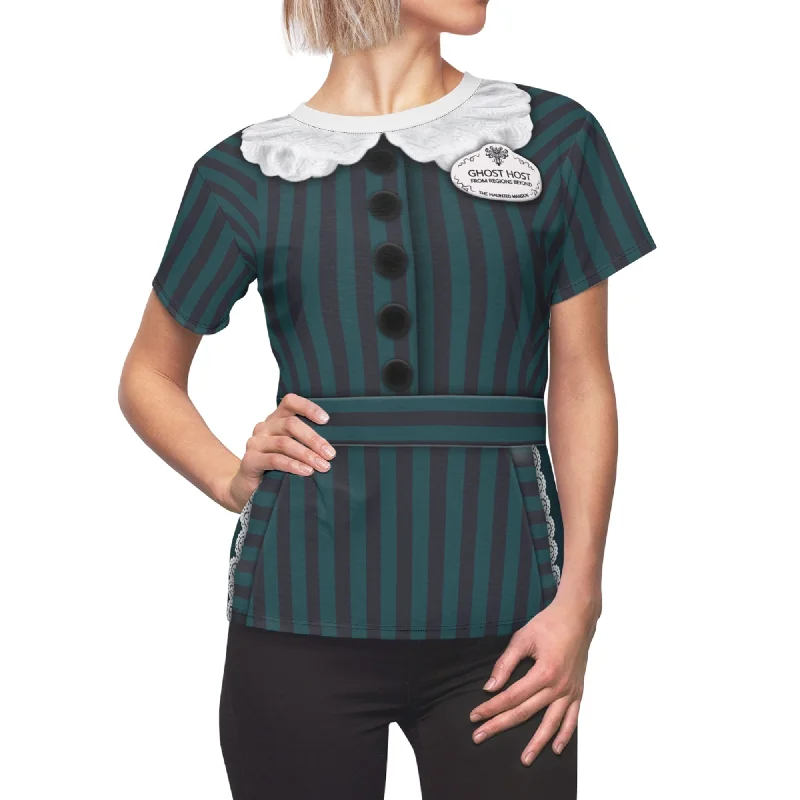 Maid Women's Shirt, Haunted Mansion Costume Trendy Short Sleeve Tunic