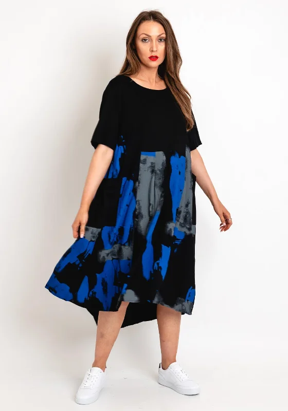 Natalia Collection One Size Drawstring Back Faded Print Midi Dress, Blue Chic Lace Detail Midi Dress Natalia Collection One Size Drawstring Back Faded Print Midi Dress, Blue Chic Lace Detail Midi Dress