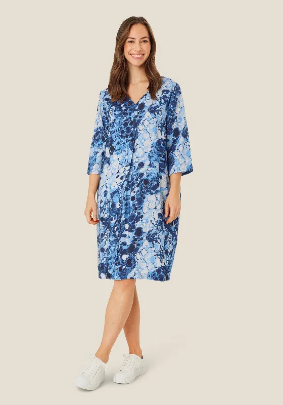 Masai Nodetta Bubble Dye Print Midi Dress, Powder Blue Trendy Flared Sleeve Midi Dress Masai Nodetta Bubble Dye Print Midi Dress, Powder Blue Trendy Flared Sleeve Midi Dress