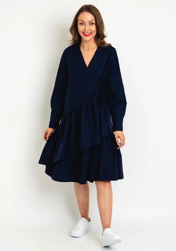 Masai Naima Frill Tiered Midi Dress, Maritime Blue Comfortable Adjustable Strap Midi Dress Masai Naima Frill Tiered Midi Dress, Maritime Blue Comfortable Adjustable Strap Midi Dress