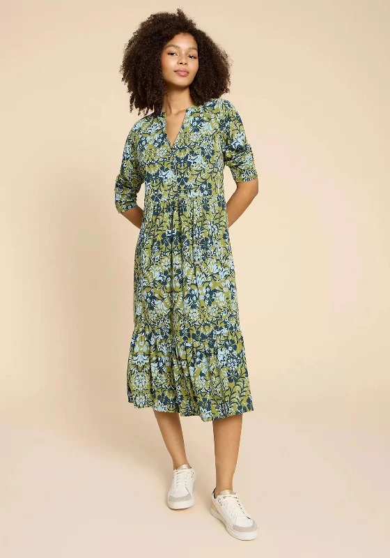 White Stuff Naya Print Jersey Midi Dress, Green Comfortable Adjustable Strap Midi Dress White Stuff Naya Print Jersey Midi Dress, Green Comfortable Adjustable Strap Midi Dress