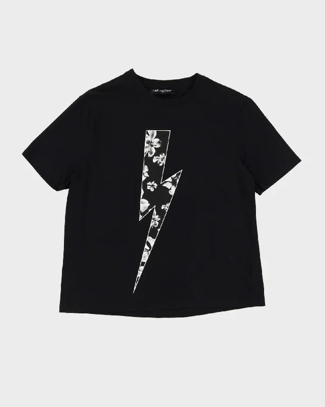 Neil Barrett Black Lightning Bolt T-Shirt - XL Print Jacquard Patchwork