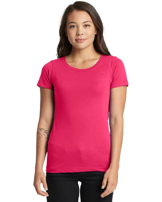 Next Level Ladies Ideal Short Sleeve Crew Tee | Raspberry Polka Dot Checkered Tartan