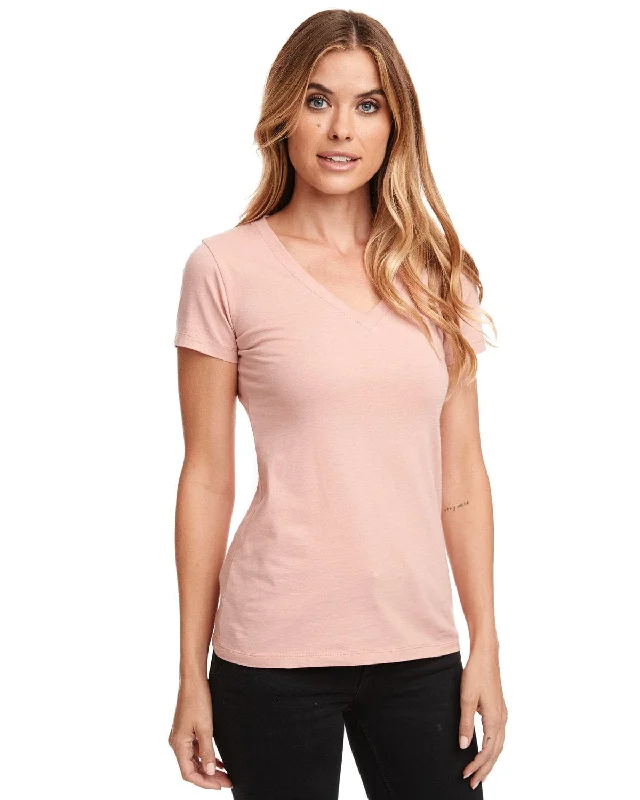 Next Level Ladies Ideal V-Neck Tee | Desert Pink Wool Fabric Cashmere Fabric Tweed Fabric