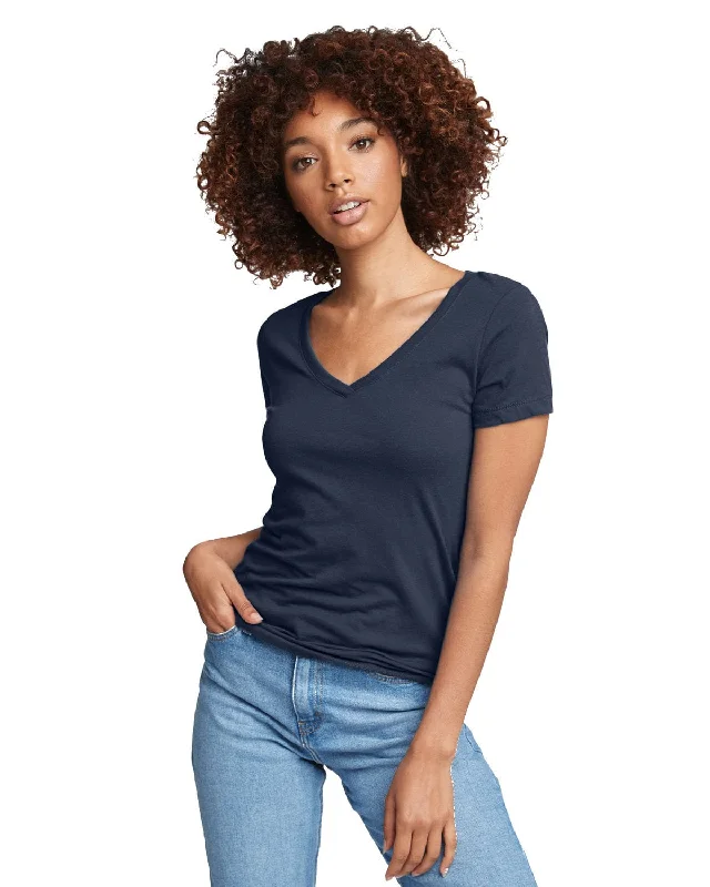 Next Level Ladies Ideal V-Neck Tee | Indigo Welt Pockets Slit Pockets