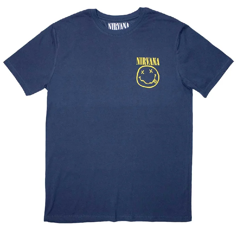 Nirvana | Official Band T-Shirt | Mini Happy Face Satin Fabric Silk Fabric Chiffon Fabric