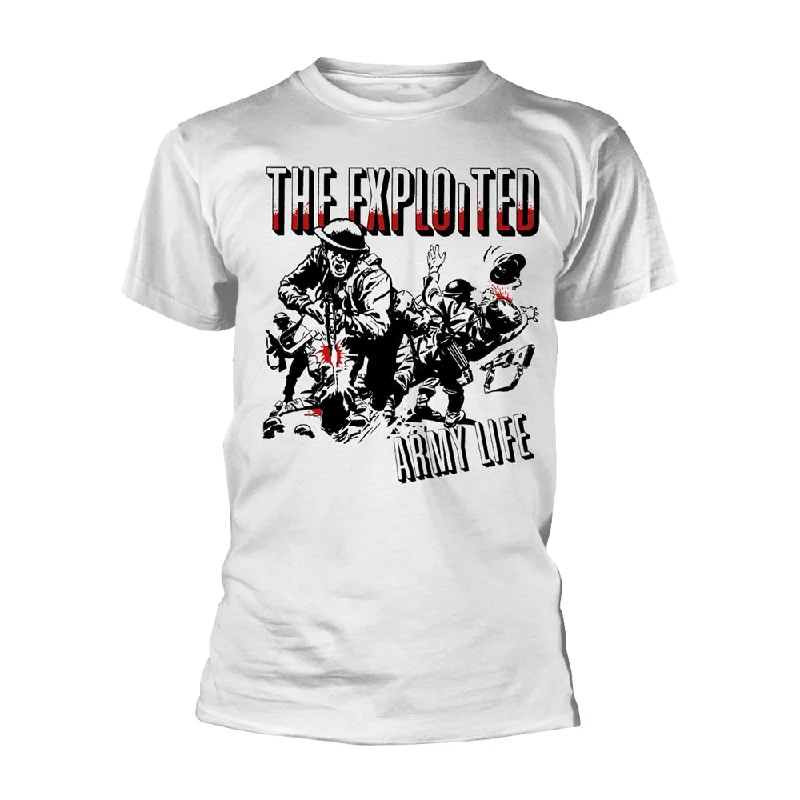 The Exploited Unisex T-shirt: Army Life (White) Layered Multi-layer Single Layer