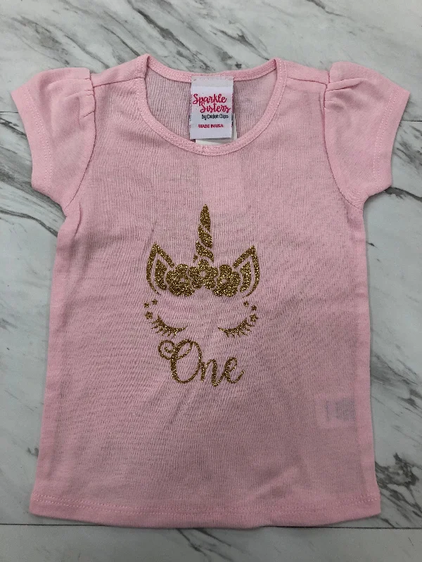 Pink and Gold Unicorn Birthday Shirt Classic Button-Up Short Tee