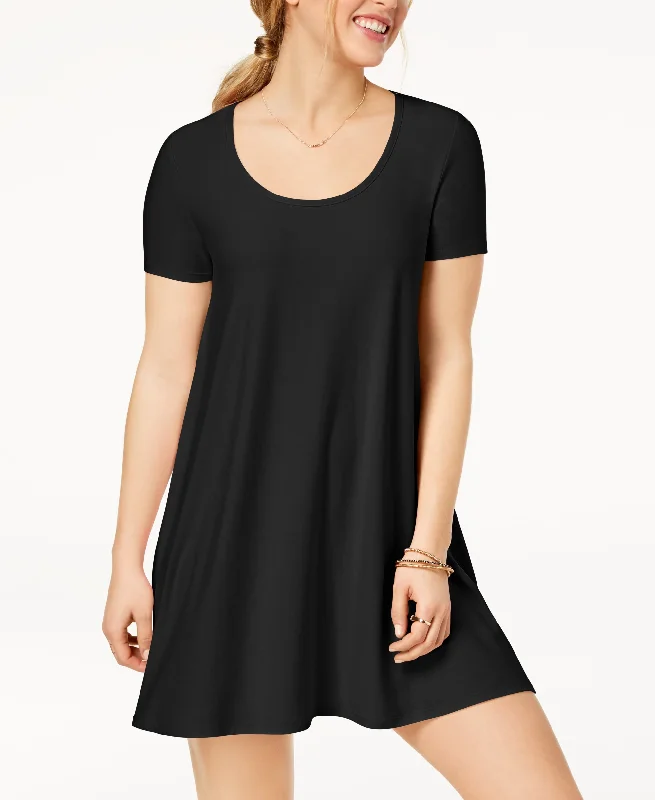 Juniors' Trapeze T-Shirt Dress Welt Pockets Slit Pockets Flap Pockets