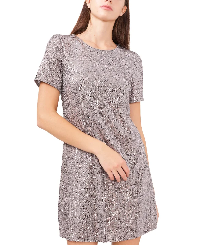 Riley Rae Sequin T-Shirt Dress Ribbed Striped Patterned