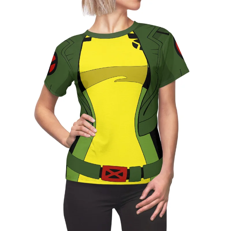 Rogue Women's Shirt, X-Men 1997 Costume Classic Solid Short Shirt