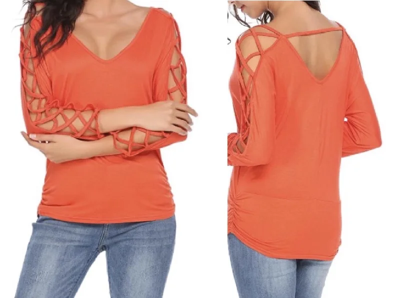 Stylish Criss-Cross Shirt Modern Short Sleeve Top