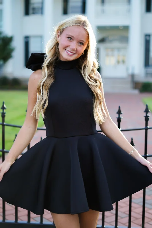 Tatum Mini Dress - Black Fashionable Denim Mini Dress