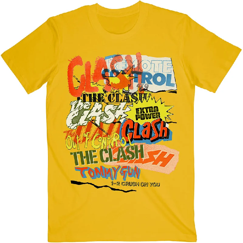 The Clash | Official Band T-Shirt | Singles Collage Text Anti-Shrink Durable Soft