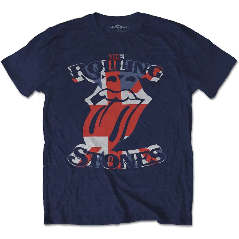 The Rolling Stones | Official Band T-Shirt | British Flag Tongue V-Neck T-Shirt Long Sleeve Cotton