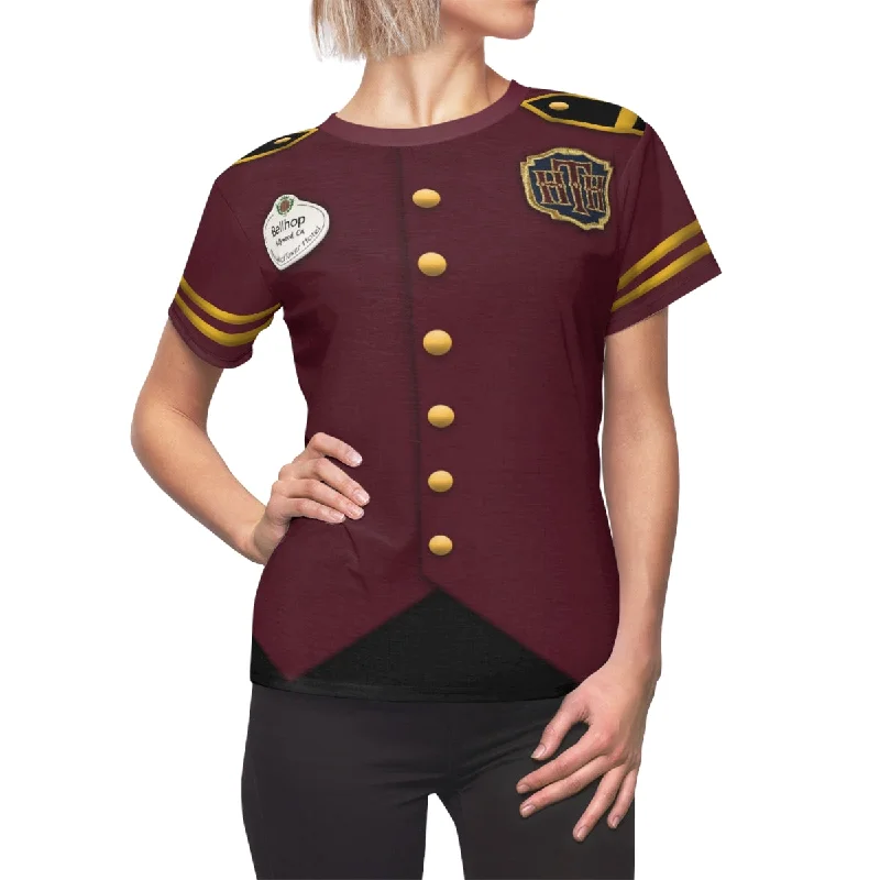 Tower of Terror Women's Shirt, Bellhop Halloween Cosplay Costume Trendy Sleeveless Short Shirt