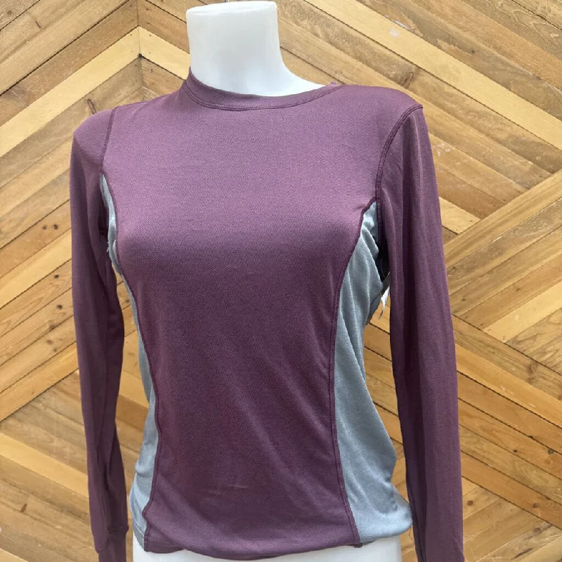 WOODS - Women's L/S Atheltic Shirt: Purple/Grey-women-MD Classic Denim Short Sleeve