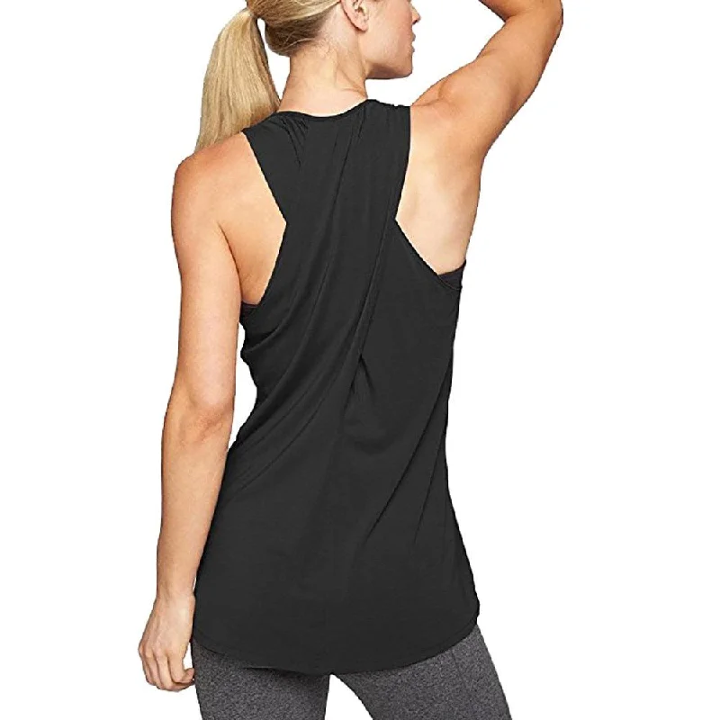 Yoga Shirt Active-Tank-Top Sports-Vest Racerback Gym Fitness Workout Women's Sleeveless Trendy Turtleneck Short Shirt