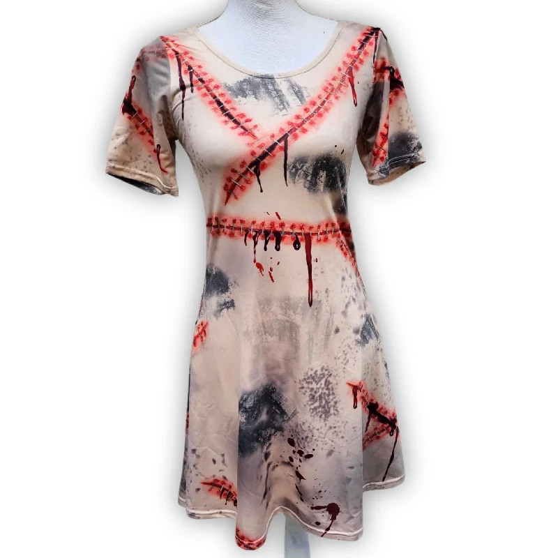 Zombie Stitch Dress | Horror High | Bloody Mini Dress Cozy Satin Mini Dress
