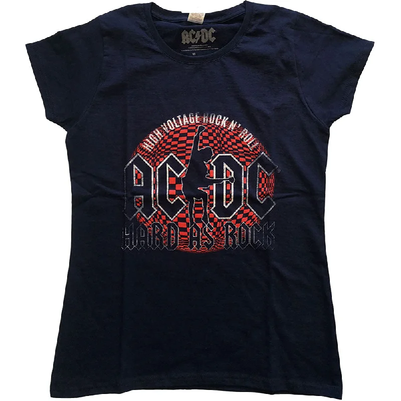 AC/DC Ladies T-Shirt: Hard As Rock Graphic T-Shirt Round Neck Polyester