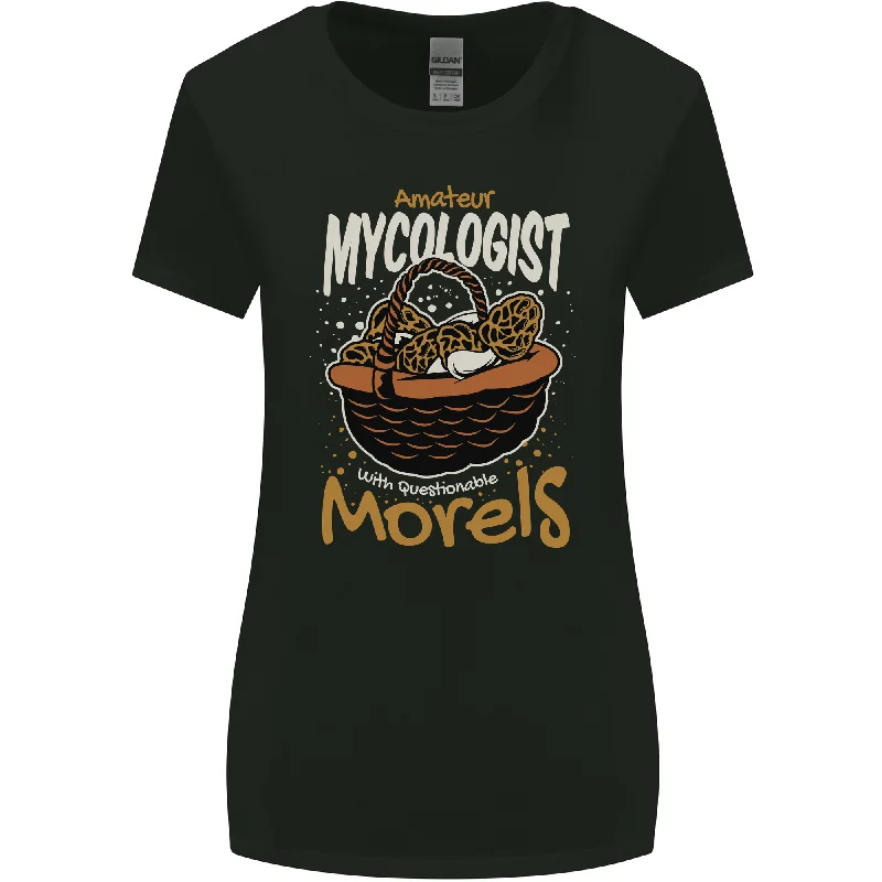 Amateur Mycologist Funny Mushroom Womens Wider Cut T-Shirt Zippered Front Buttoned Front Snap Front