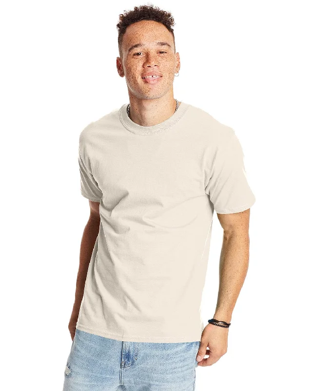 Hanes Beefy-T T-Shirt | Natural Satin Blend Silk Blend Wool Blend